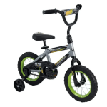 Bicicleta para Niños Rock It Huffy , Ruedas de 12", Mayores de 3 Años, Ruedas de Entrenamiento, Gris